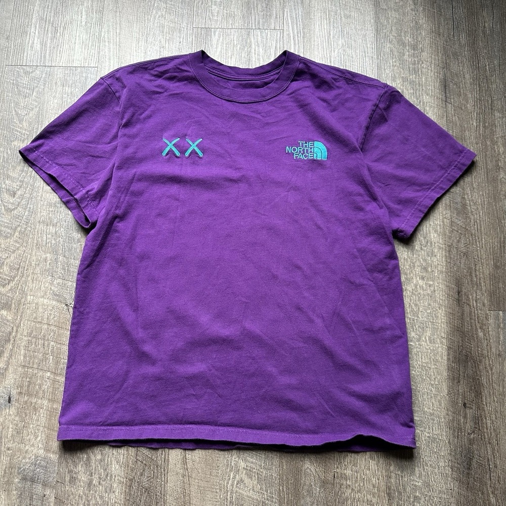 Size Large - The North Face x Kaws T-Shirt Purple Blue Excellent Condition